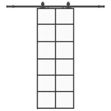 Vidaxl schuifdeur met beslagset 76x205 cm esg glas zwart