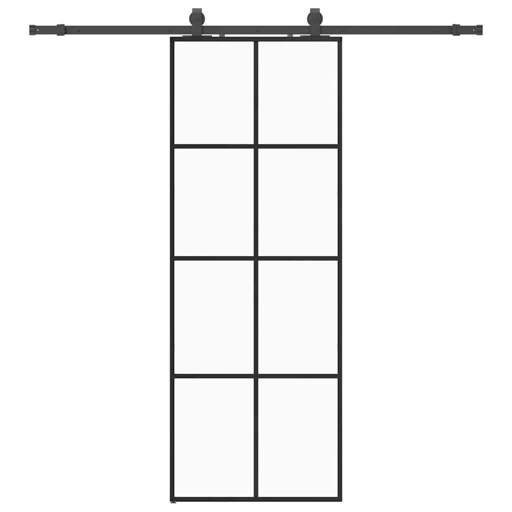 Vidaxl schuifdeur met beslagset 76x205 cm esg glas zwart