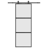 Vidaxl schuifdeur met beslagset 76x205 cm gehard glas zwart