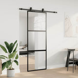 Vidaxl schuifdeur met beslagset 76x205 cm gehard glas zwart