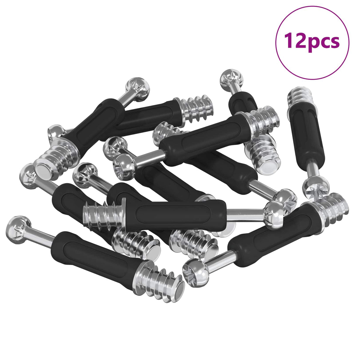 Vidaxl cam lock bouten 12 pcs zilver en zwart m6 x 40 mm