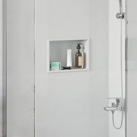 Vidaxl douche niche wit 30 x 20 x 9,5 cm roestvrij staal