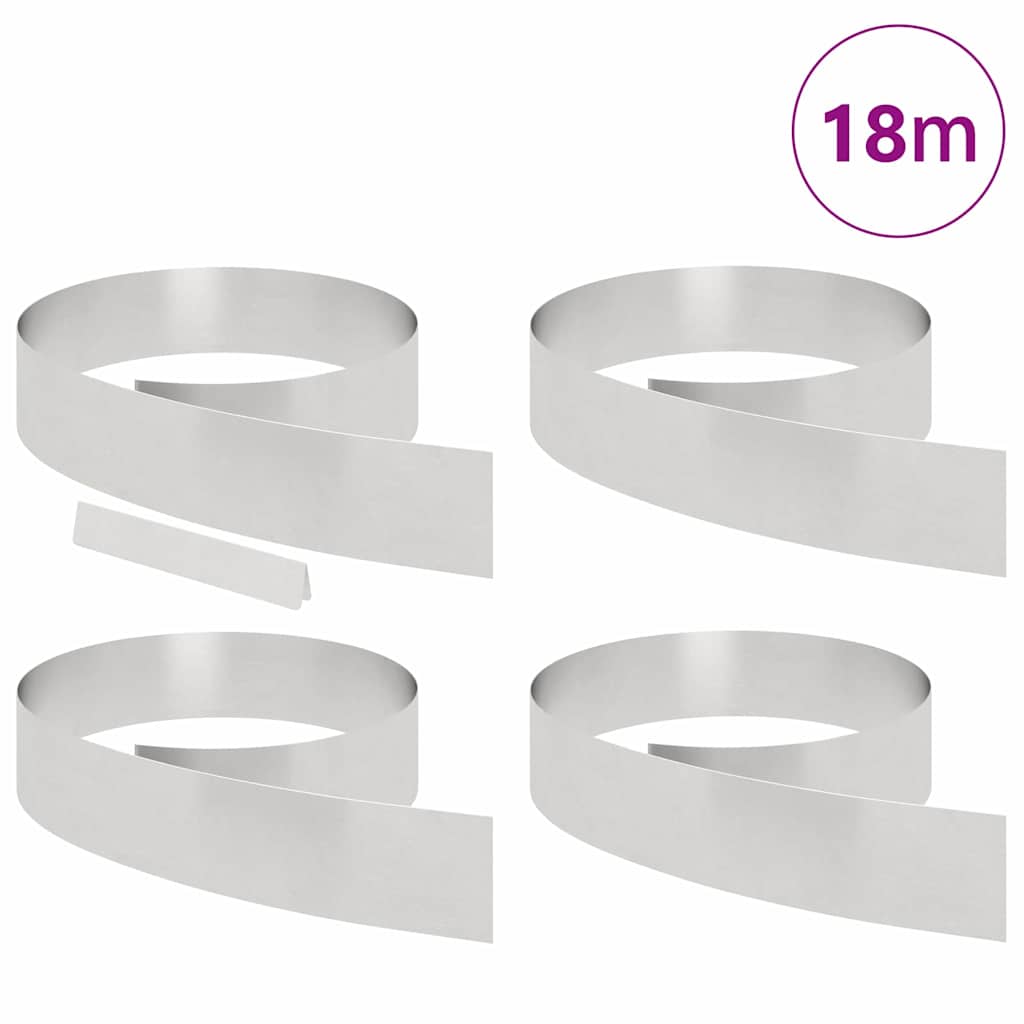 Vidaxl tuinrand 4 pcs zilver 450 x 0.05 x 15 cm roestvrij staal