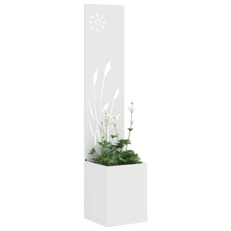 Vidaxl tuin privacy screen fretwerk wit 32 x 140 cm koudgewalst staal