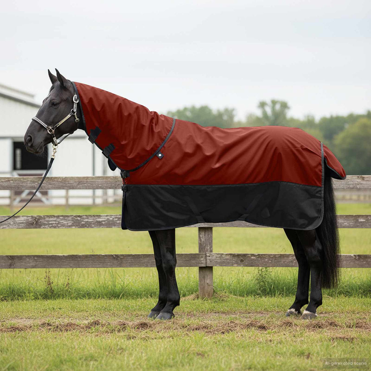 Vidaxl paardendeken donkergroen en zwart 165 cm polyester