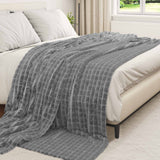 Vidaxl gooi deken donkergrijs 240 x 220 cm fleece