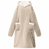 Vidaxl deken hoodie beige m fleece en flanel