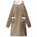 Vidaxl deken hoodie kameel m fleece en flanel
