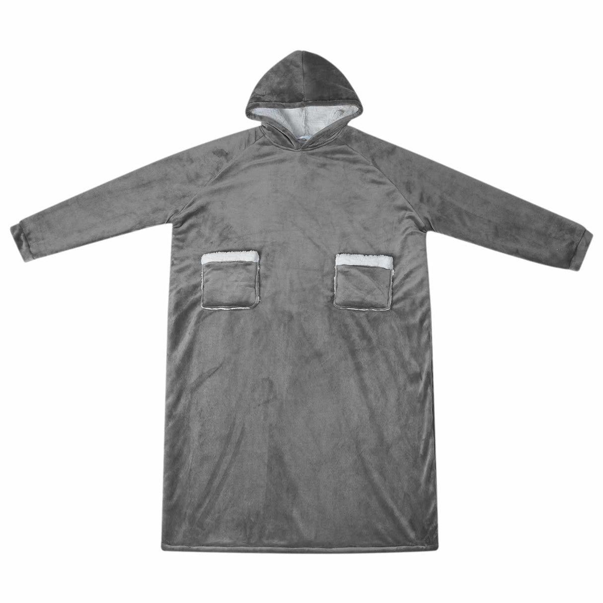 Vidaxl deken hoodie donkergrijs m fleece en flanel