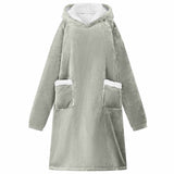 Vidaxl deken hoodie grijs m fleece en flanel