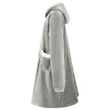Vidaxl deken hoodie grijs m fleece en flanel