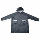 Vidaxl deken hoodie marineblauw l fleece en flanel