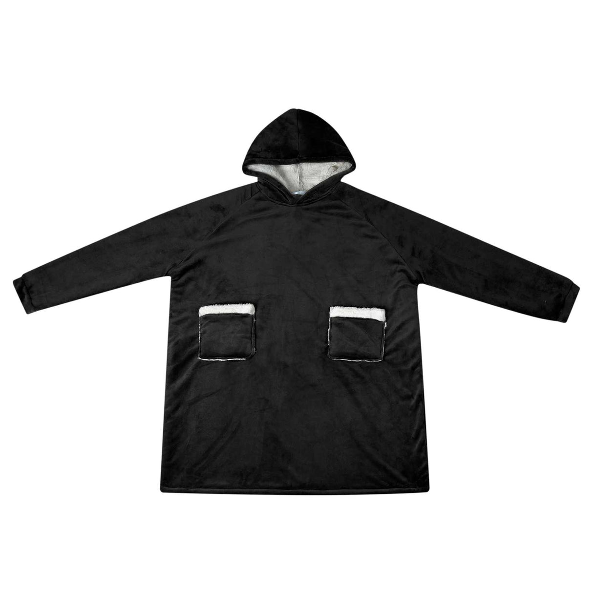 Vidaxl deken hoodie zwart m fleece en flanel