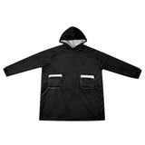Vidaxl deken hoodie zwart m fleece en flanel