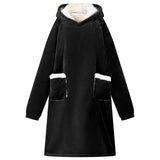 Vidaxl deken hoodie zwart l fleece en flanel