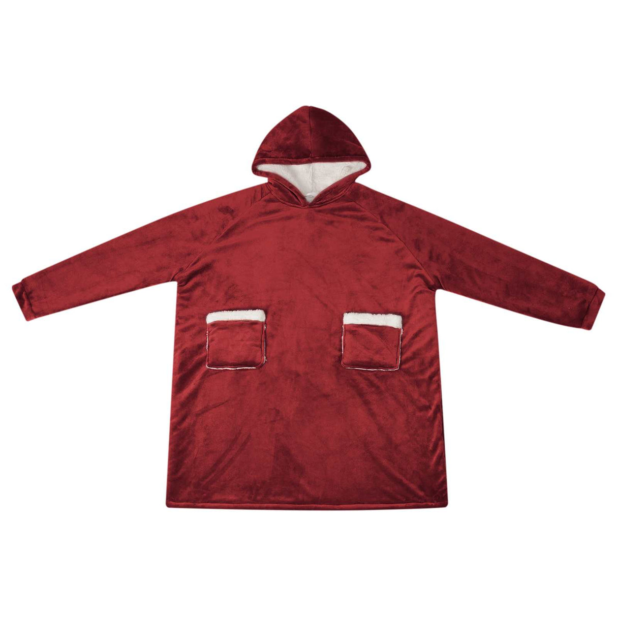 Vidaxl deken hoodie bordeaux rood m fleece en flanel