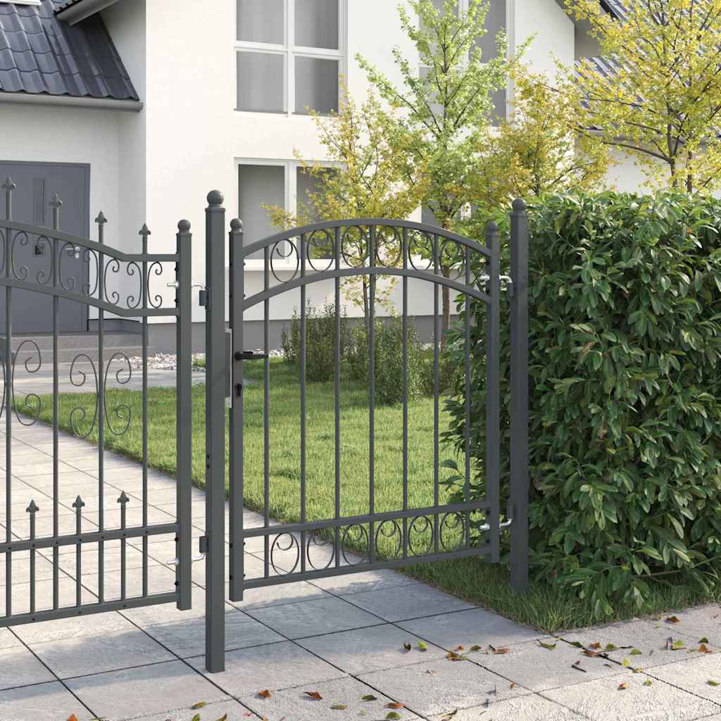 Vidaxl hekpoort met slot grijs 125 x 100 cm poedergecoat staal