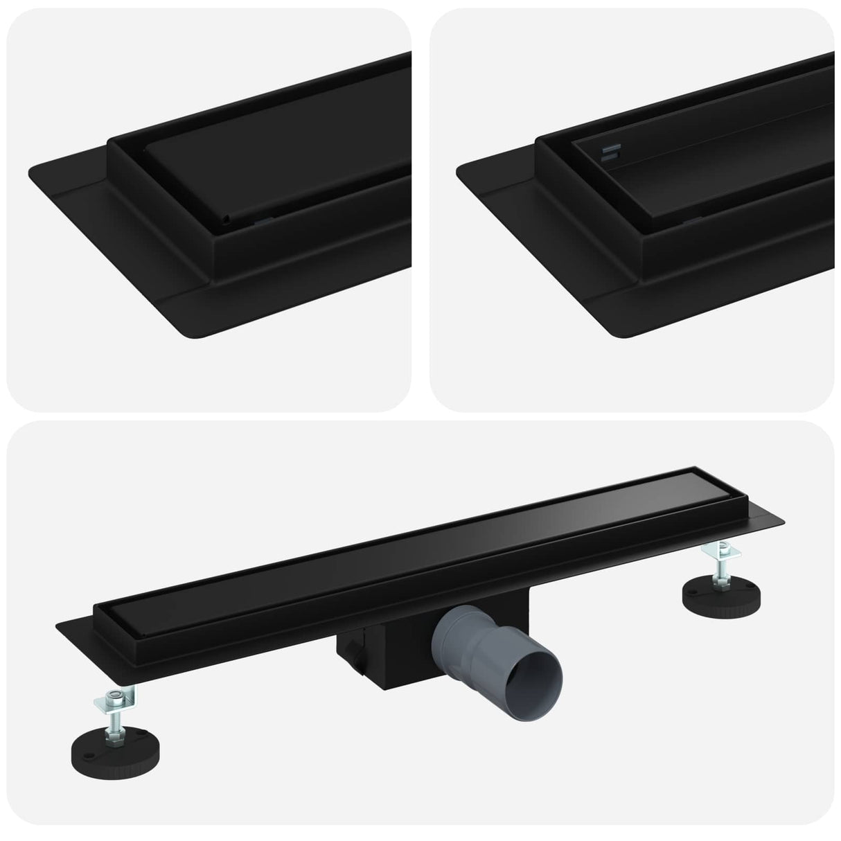 Vidaxl 2 in 1 doucheafvoer zwart 60 cm roestvrij staal 304