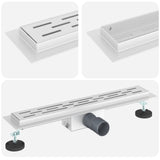 Vidaxl doucheafvoer met lijndesign zilver 60 cm roestvrij staal 304