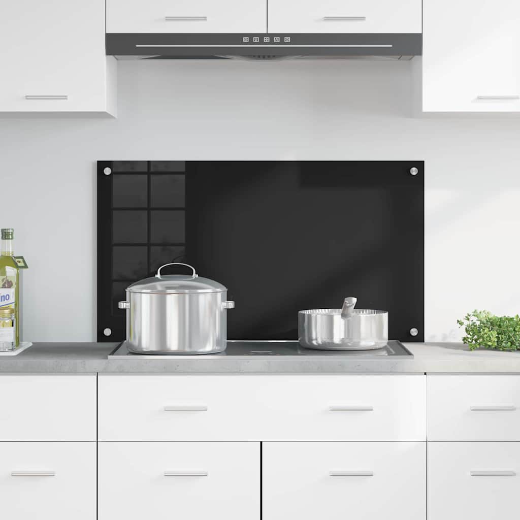 Vidaxl keuken achterwand zwart 90 x 50 cm gehard glas