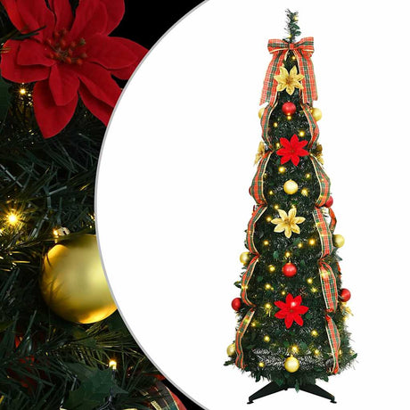 Vidaxl kunstkerstboom met 100 led met standaard groen 155 cm pvc