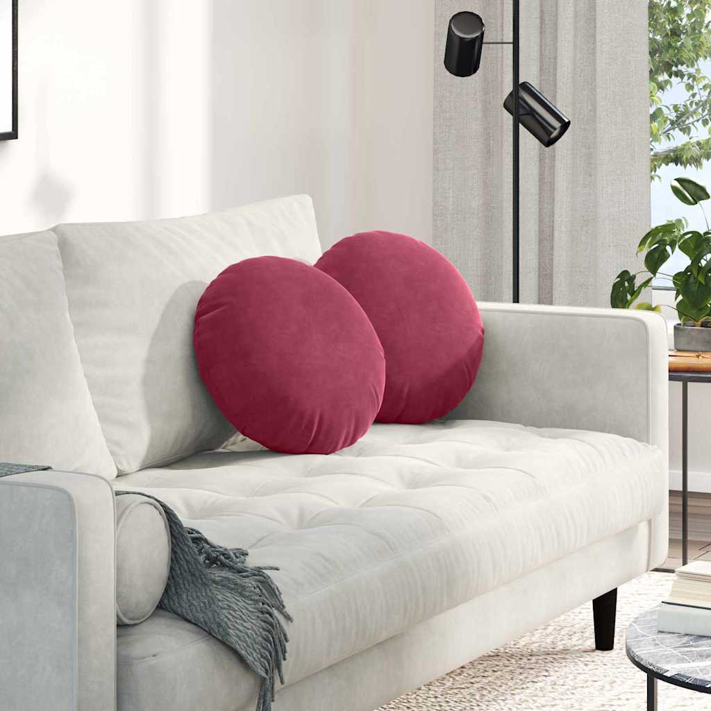 Vidaxl zitkussens 2 stuks wijnrood ø 40 x 13 cm fluweel