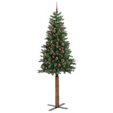 Vidaxl slanke kerstboom groen 210 cm pvc en massief dennenhout