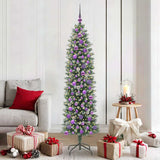 Vidaxl kunstmatige slanke kerstboom met 300 led groen en wit 180 cm