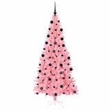 Vidaxl kerstboom met 300 led met standaard roze 210 cm pvc