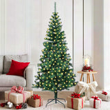 Vidaxl kunstmatig voorverlicht kerstboom groen 180 cm pvc en metaal