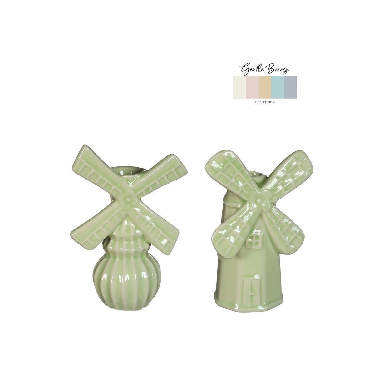 Idées vase 4 saisons moulin à vent h15,5cm 2 axes vert anis
