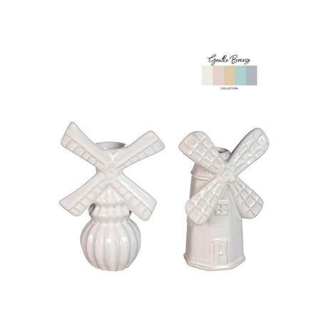 Idées vase 4 saisons moulin à vent h15,5cm 2 axes crème sable
