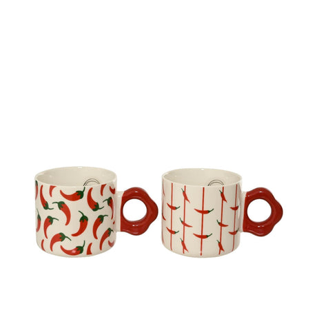 Decoris mug poivre porcelaine 2 assortis 13x8,6x8cm