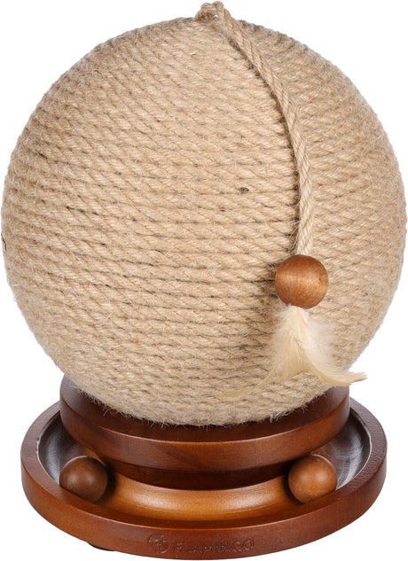 Jouet pour chat Flamingo, balle à gratter isabella marron ø 21 cm – jouet interactif avec carton à gratter, piste de balle et ressort – jeu de grattage compact pour chats