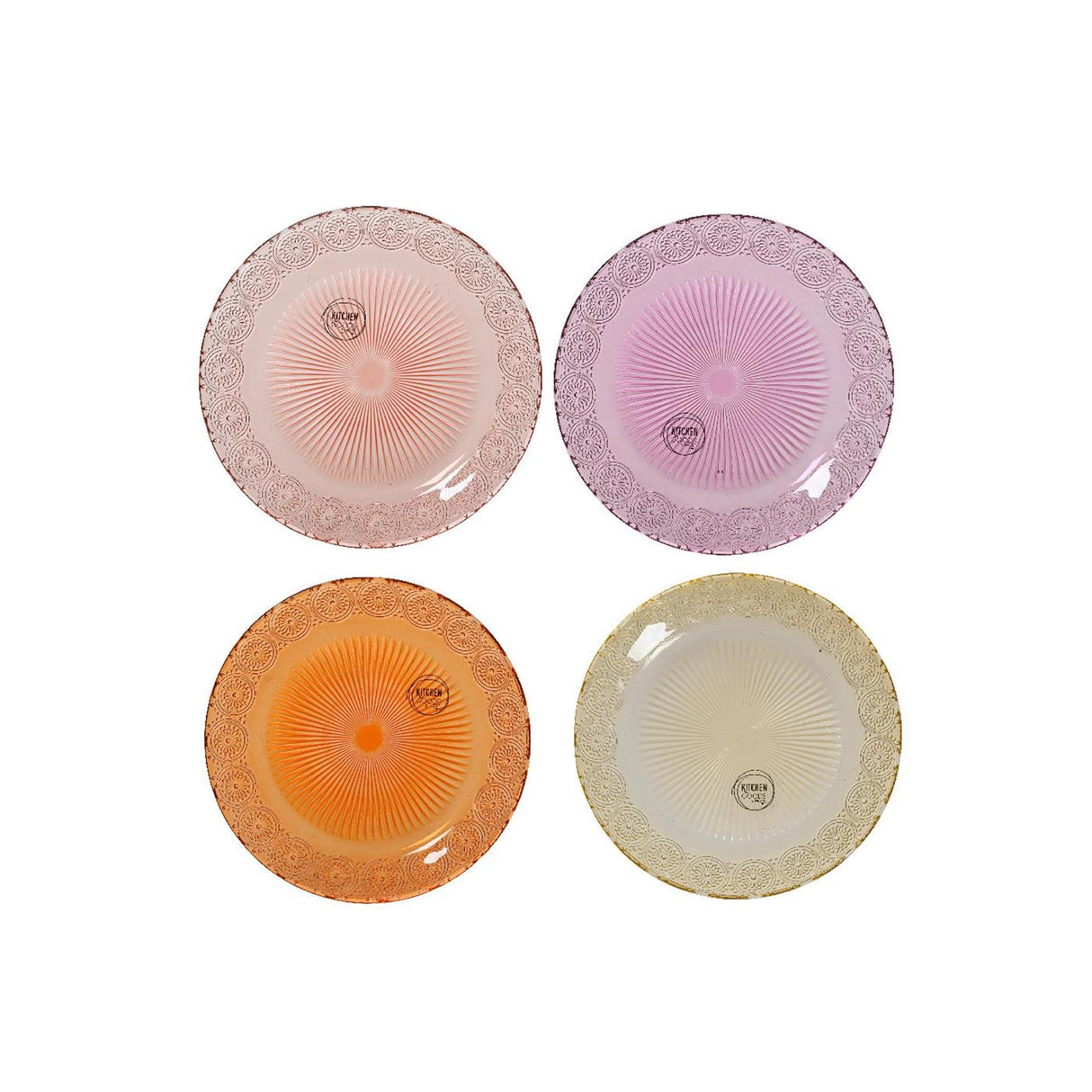 Decoris assiette plate verre ø25xh1,8cm 4 assortis