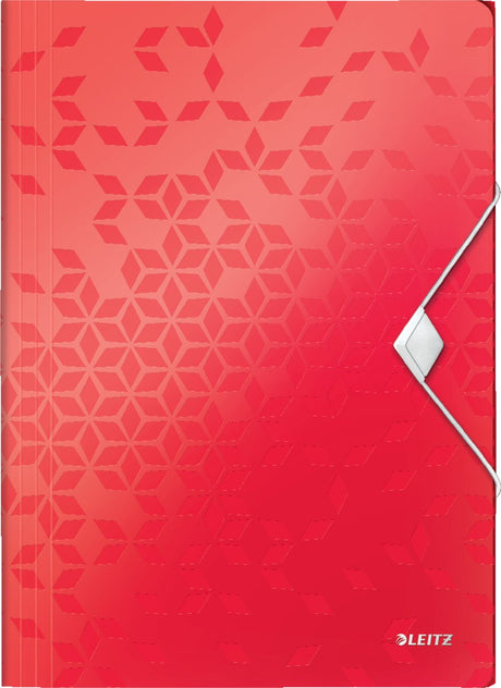 Chemise élasto plastique Leitz wow pour documents A4 - Chemise à 3 rabats pour 150 feuilles - rouge