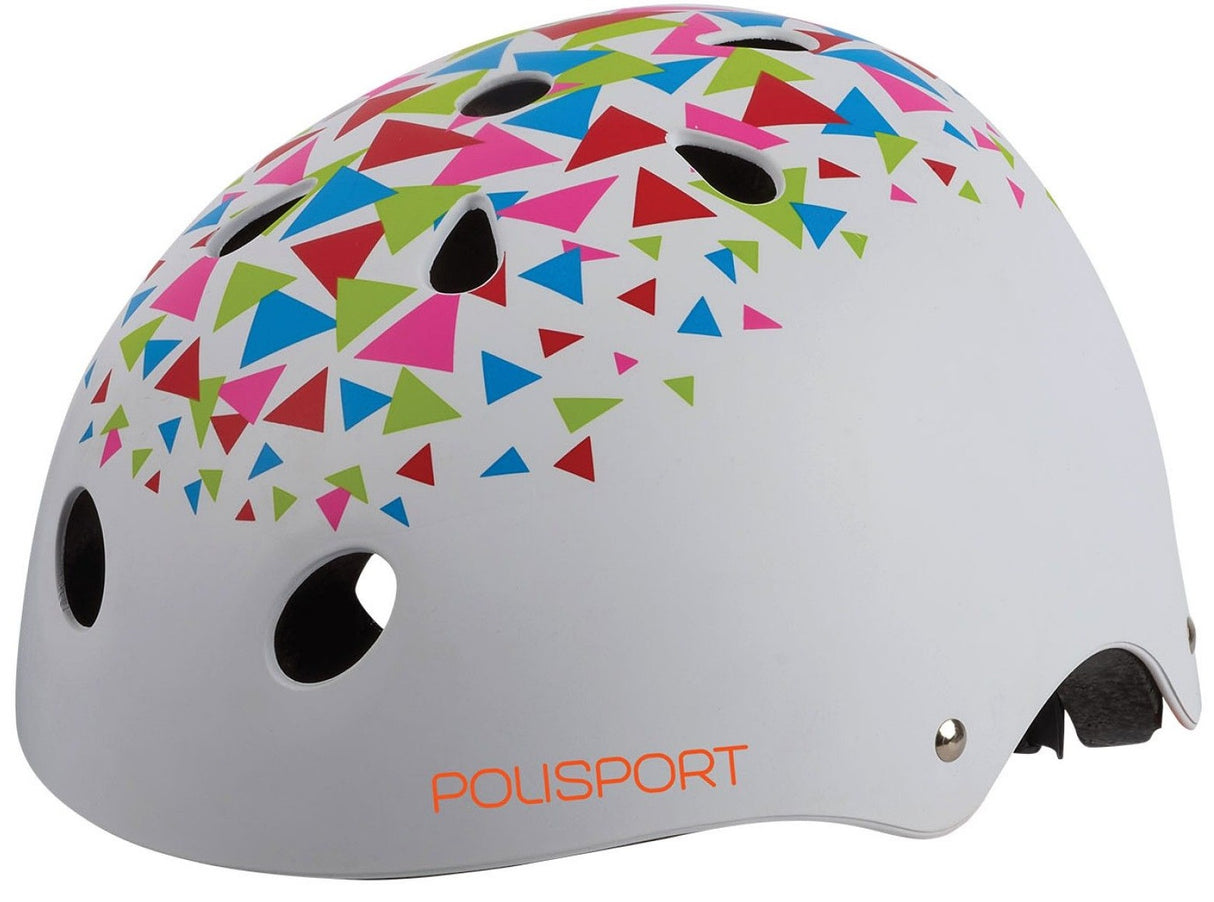 Polisport urban radialen Vëlo, Helm Helm S3-55cm Dräiecker wäiss Guddanj