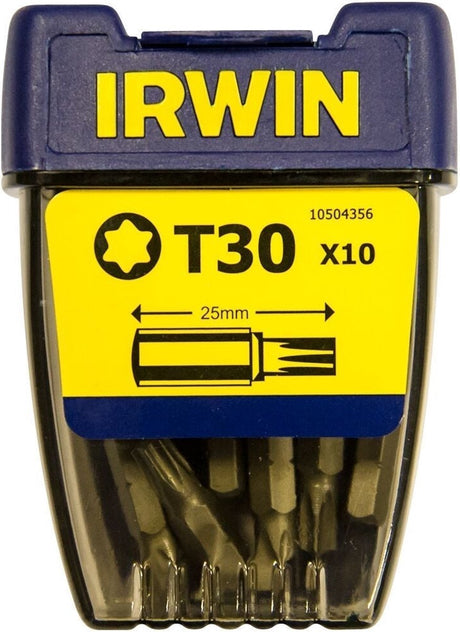 Irwin torx t30 - 1 4” 25 mm - 10 pièces - 10504356