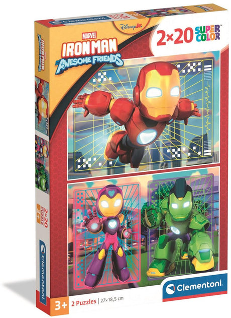 Clementoni - puzzle - 2x20 pièces - Ironman et ses super amis - puzzle pour enfants à partir de 3 ans