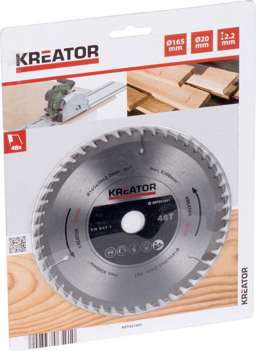 Kreator krt021601 lame de scie plongeante bois 165mm 48t