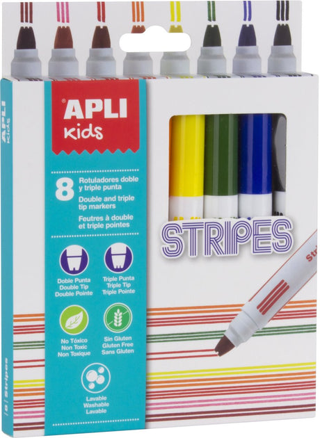 Apli marqueurs à rayures pour enfants 8 pièces