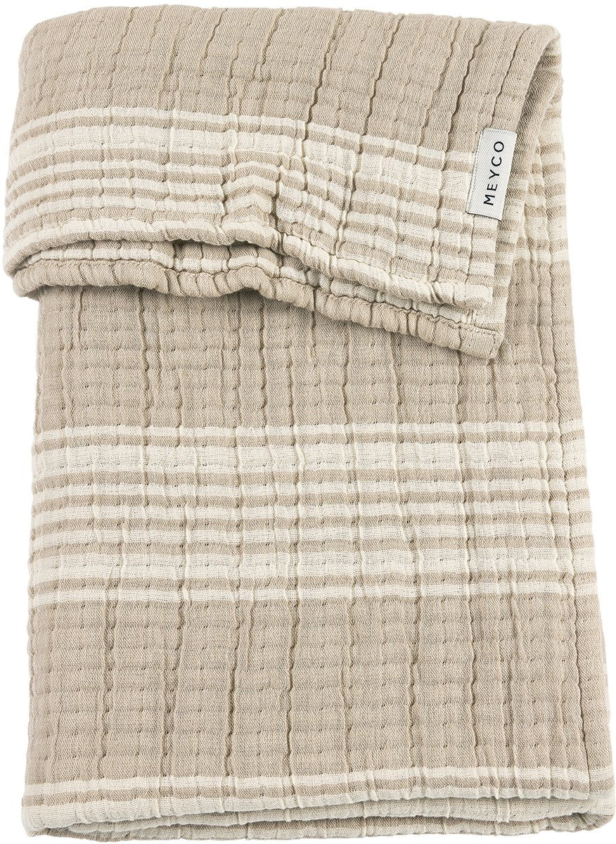 Couverture de berceau jacquard à rayures pour bébé Meyco - hydrophile prélavée - sable - 100x150cm - 1,5 tog