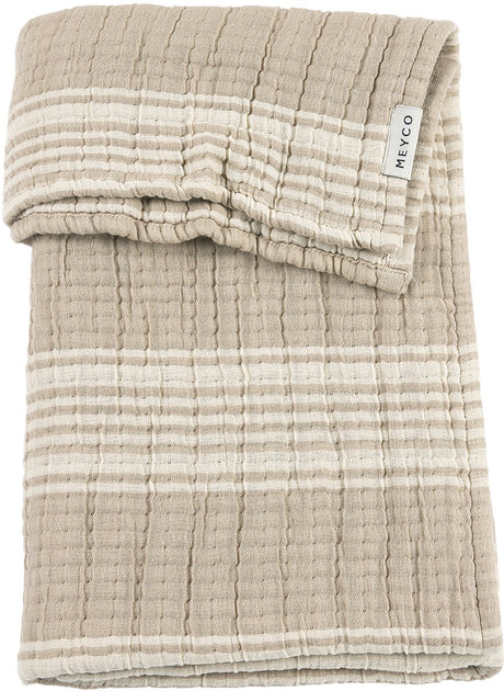 Couverture de berceau jacquard à rayures pour bébé Meyco - hydrophile prélavée - sable - 100x150cm - 1,5 tog