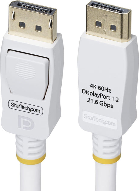 Startech .com Câble Displayport 1.2 certifié Vesa de 1,8 m, blanc, 4k 60 Hz, connecteurs DP verrouillables, câble DP 1.2