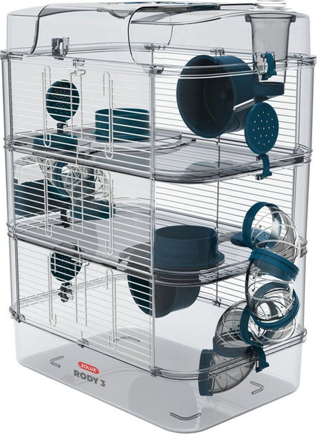 Zolux rody3 trio cage pour rongeurs bleu