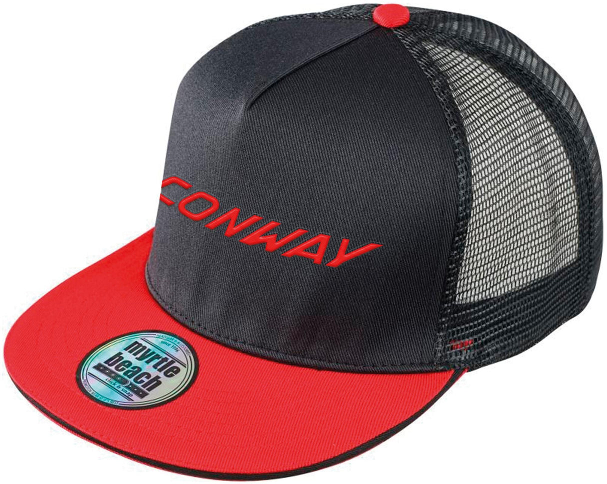 Casquette plate Conway logo casquette logo noir rouge maille