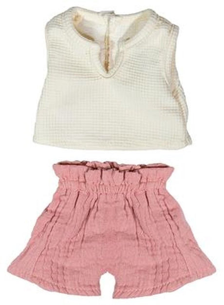 Vêtements de poupée Miniland t-shirt et short 38cm - accessoire de poupée en coton.