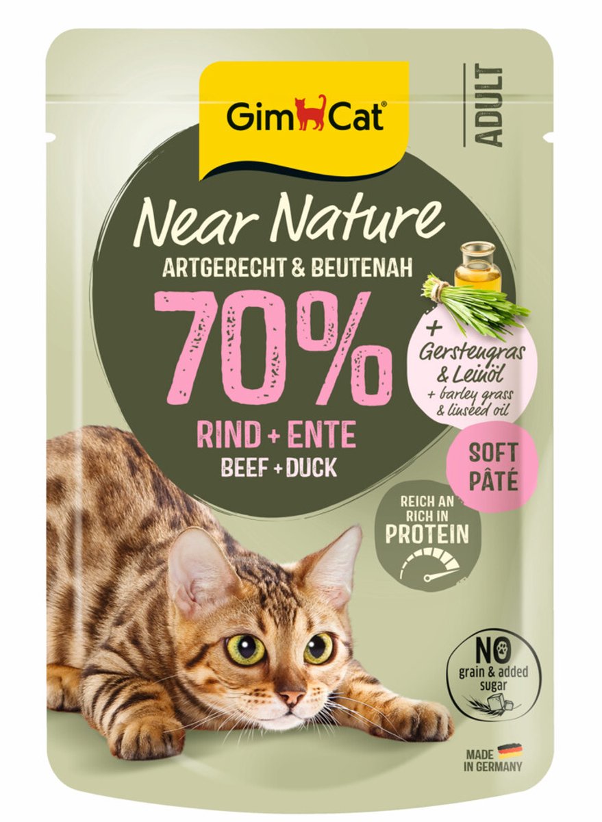 Gimcat nourriture pour chat près du canard de boeuf nature - 16 x 85 gr - pack économique