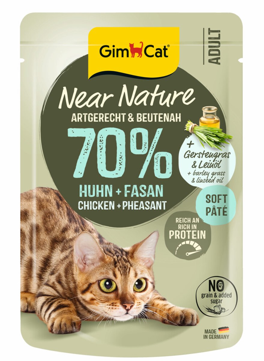 Gimcat nourriture pour chat près de la nature poulet faisan - 16 x 85 gr - pack économique