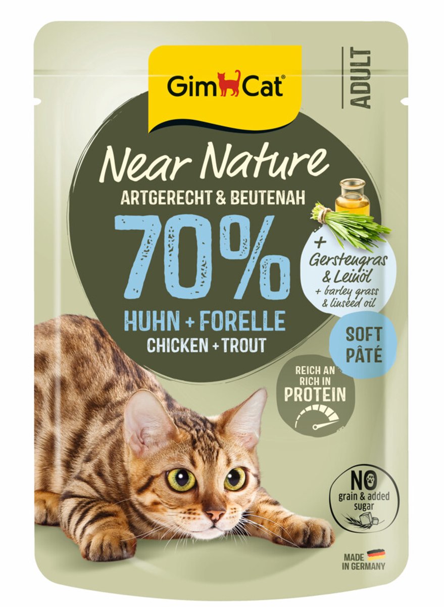 Gimcat nourriture pour chats près de la truite de poulet nature - 16 x 85 gr - pack économique